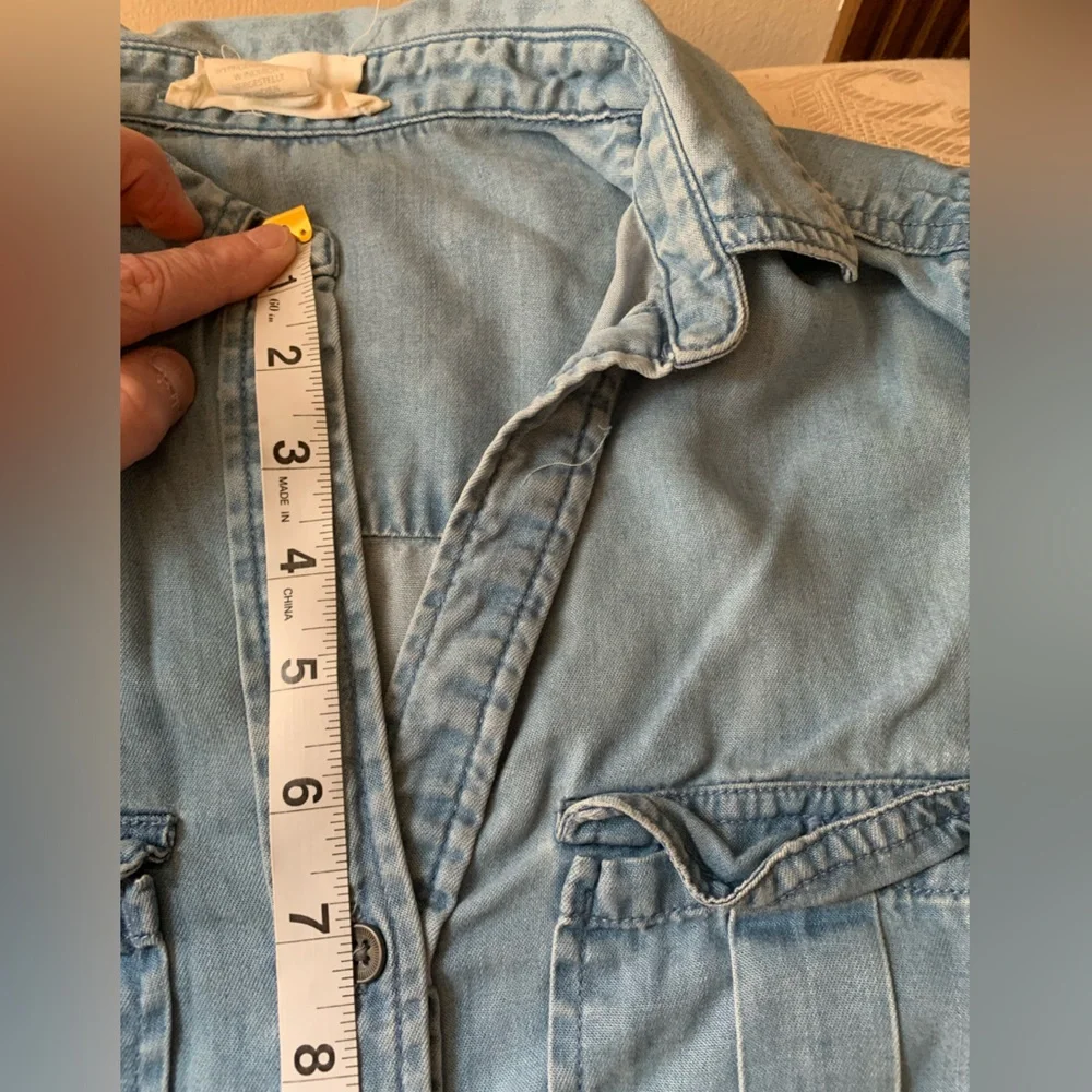 C&C California size S Light Wash Denim Shirt Dress w/Tie Belt - Picture 12 of 13